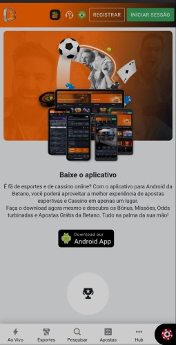 página de download do app Betano