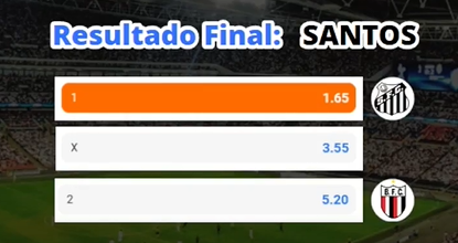 Resultado final: Santos ganhará